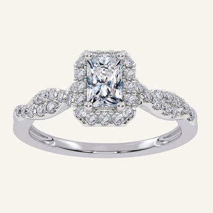 0.51CT Radiant Cut Lab Grown Diamond Promise Halo Ring