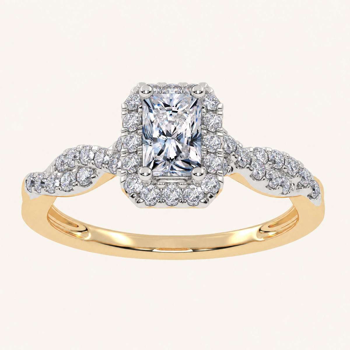 0.51CT Radiant Cut Lab Grown Diamond Promise Halo Ring