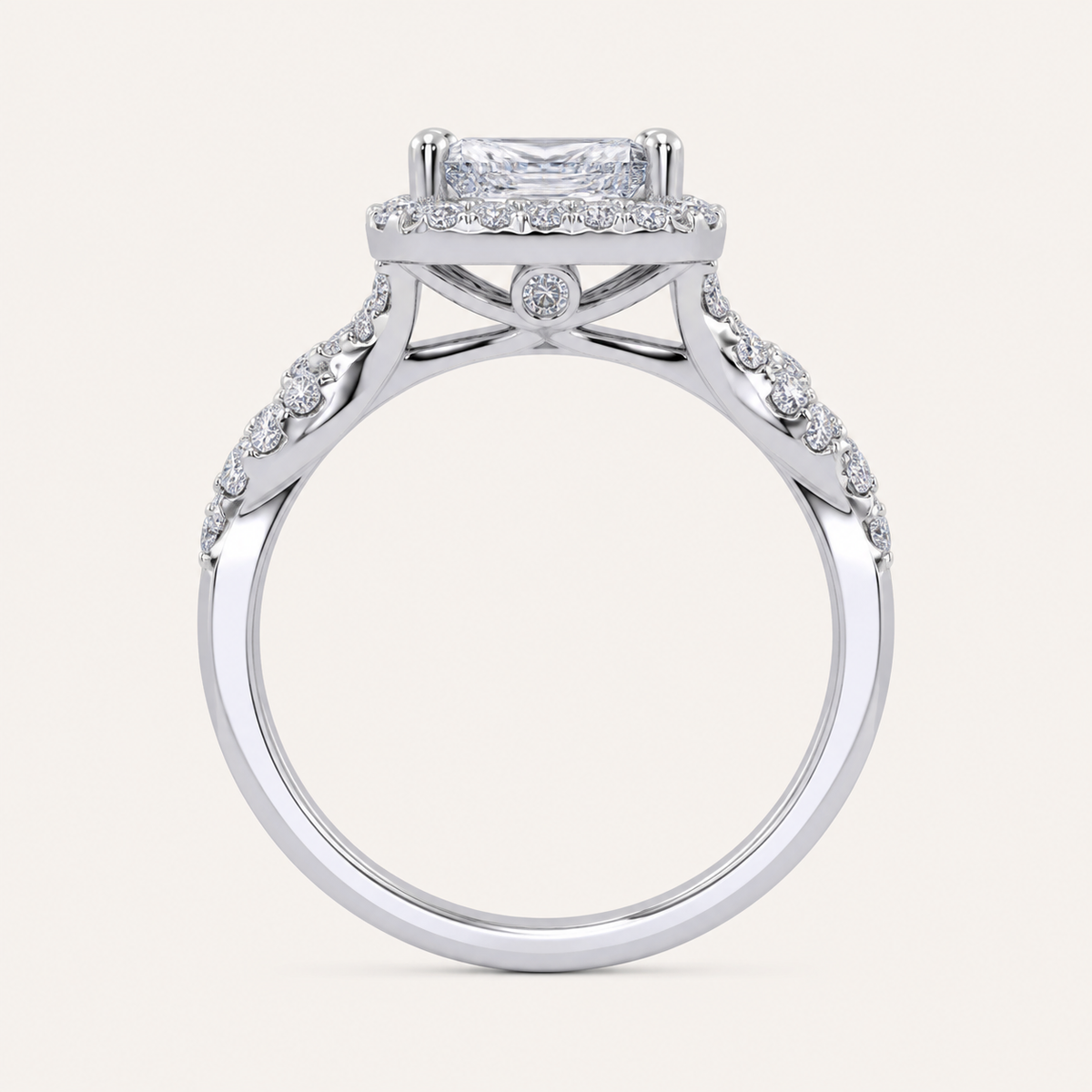 0.51CT Radiant Cut Lab Grown Diamond Promise Halo Ring