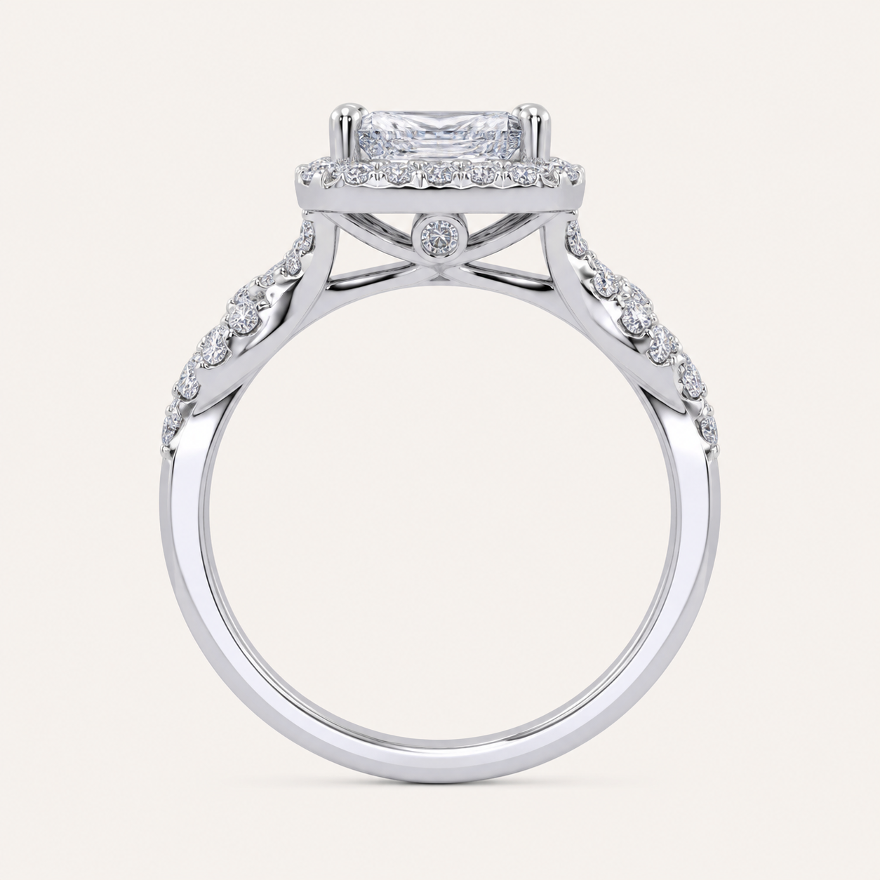 0.51CT Radiant Cut Lab Grown Diamond Promise Halo Ring