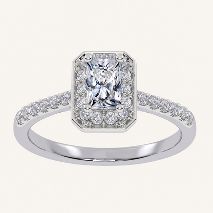 0.51CT Radiant Cut Lab Grown Diamond Promise Halo Ring