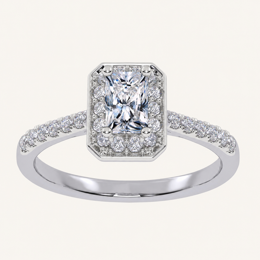 0.51CT Radiant Cut Lab Grown Diamond Promise Halo Ring