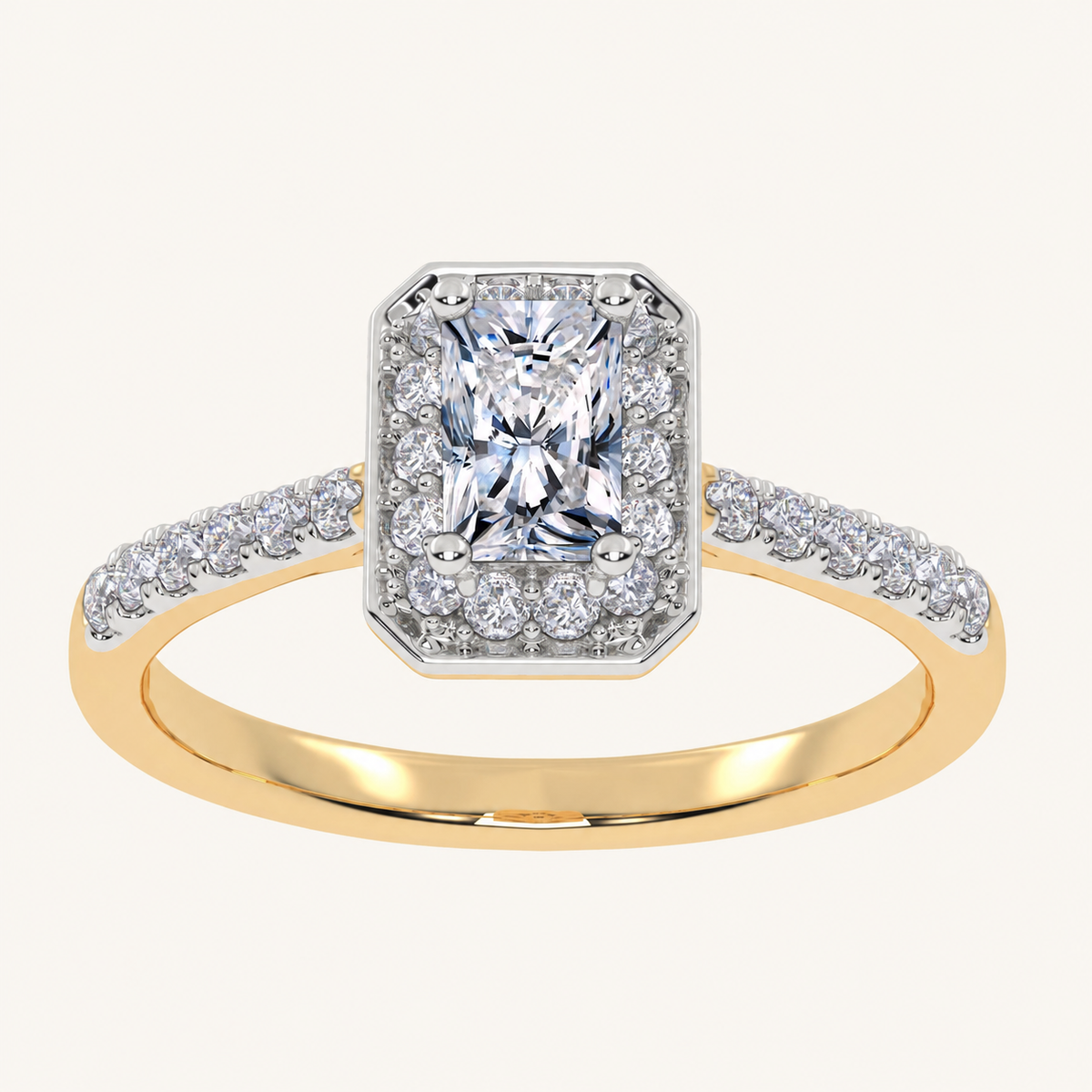 0.51CT Radiant Cut Lab Grown Diamond Promise Halo Ring