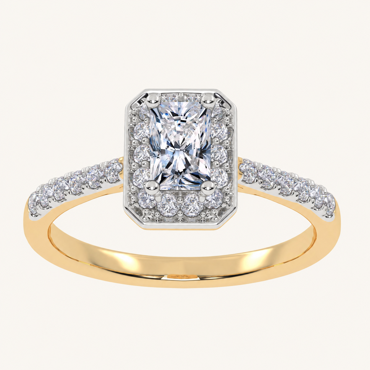 0.51CT Radiant Cut Lab Grown Diamond Promise Halo Ring