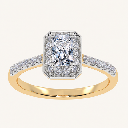 0.51CT Radiant Cut Lab Grown Diamond Promise Halo Ring