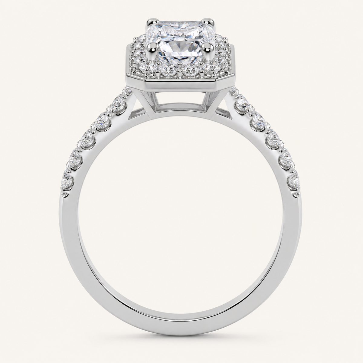 0.51CT Radiant Cut Lab Grown Diamond Promise Halo Ring