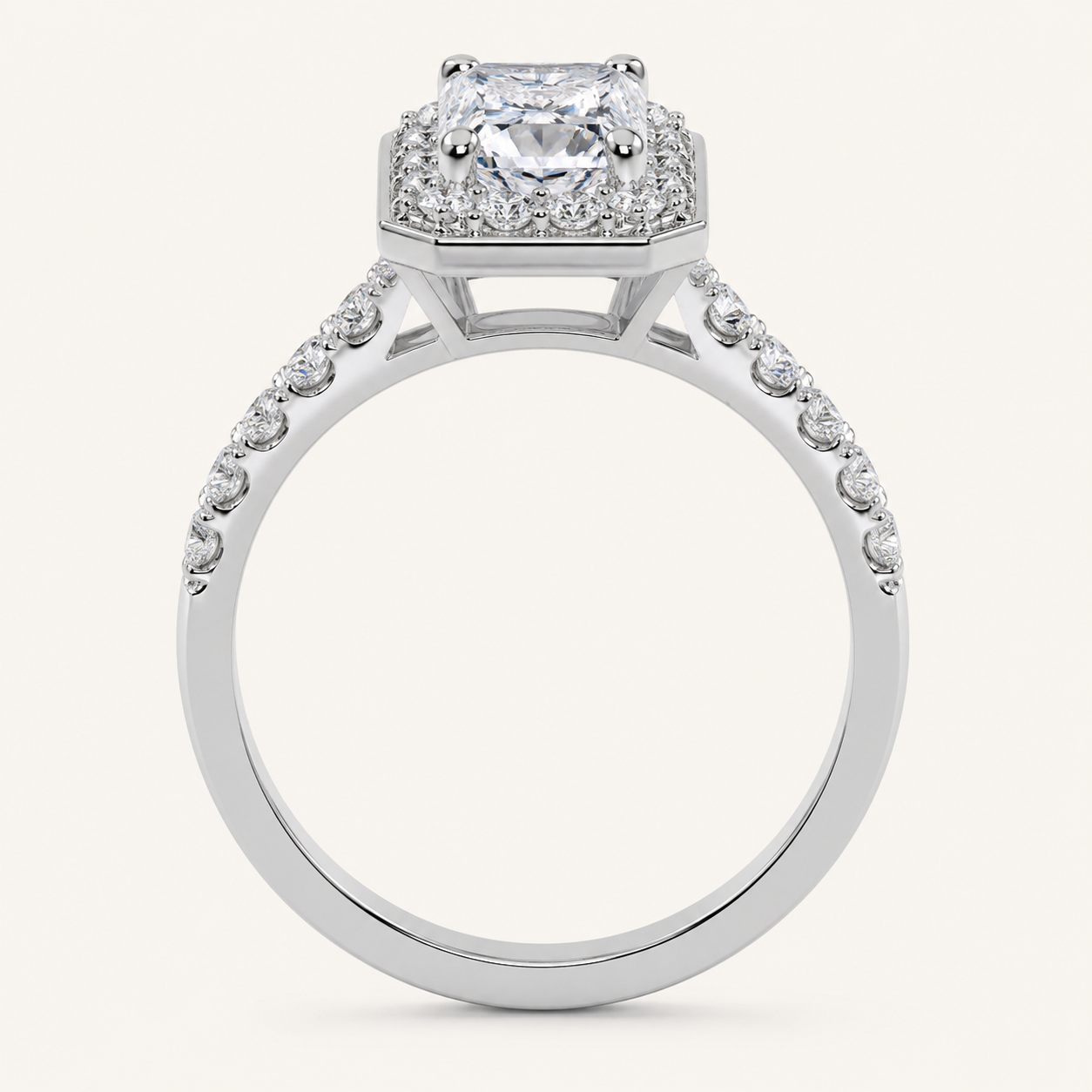 0.51CT Radiant Cut Lab Grown Diamond Promise Halo Ring