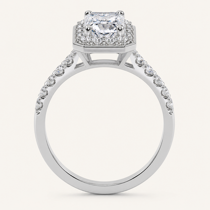 0.51CT Radiant Cut Lab Grown Diamond Promise Halo Ring