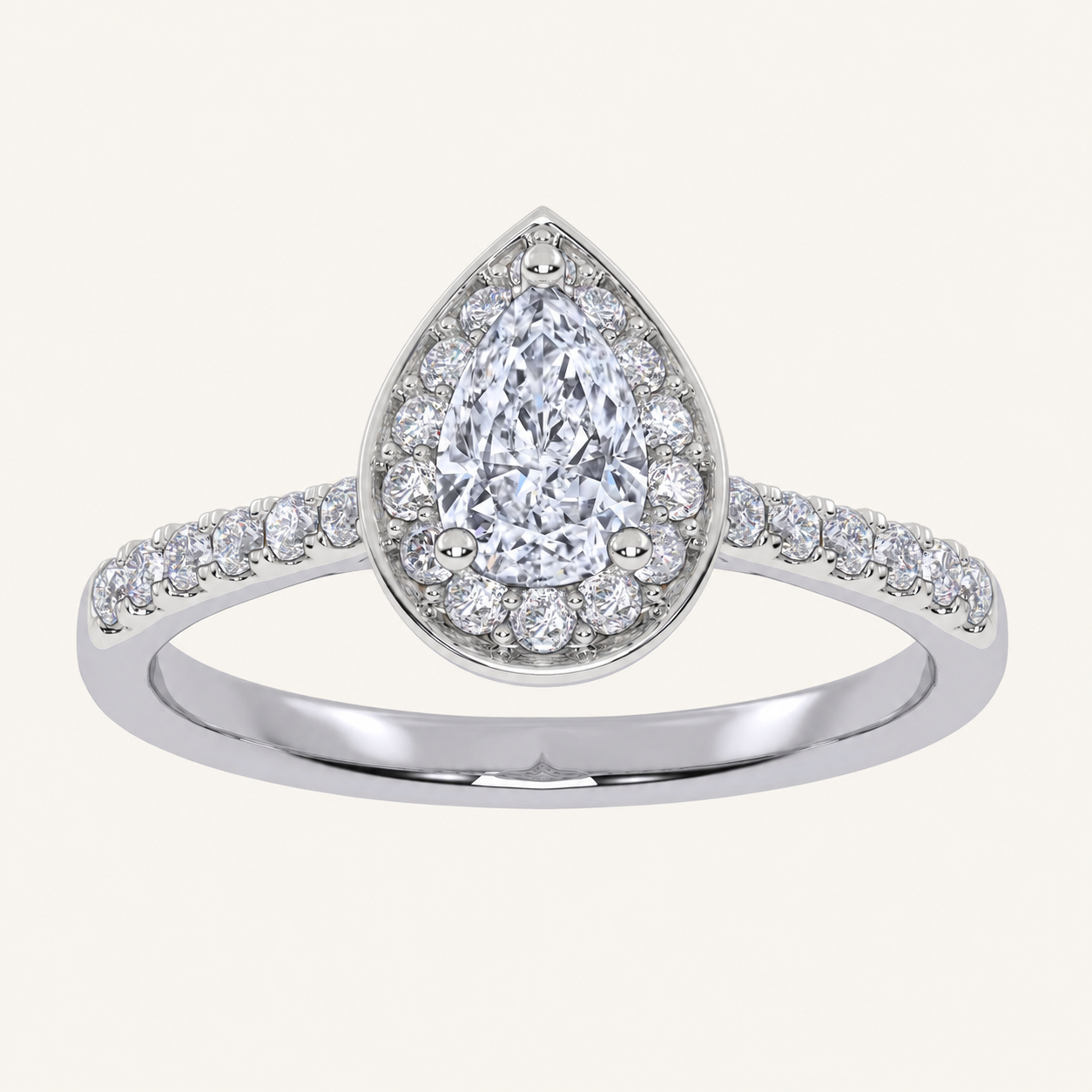 0.51CT Pear Cut Lab Grown Diamond Promise Halo Ring