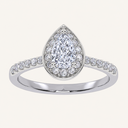 0.51CT Pear Cut Lab Grown Diamond Promise Halo Ring