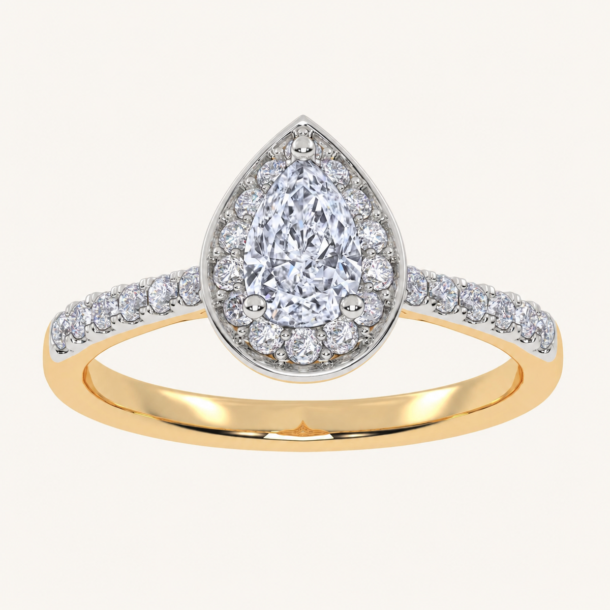 0.51CT Pear Cut Lab Grown Diamond Promise Halo Ring