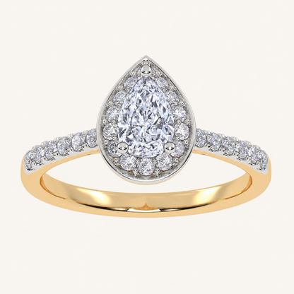0.51CT Pear Cut Lab Grown Diamond Promise Halo Ring
