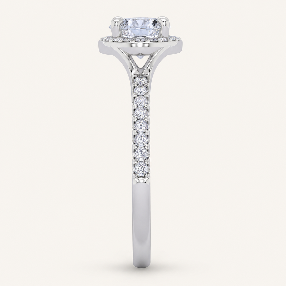 0.51CT Pear Cut Lab Grown Diamond Promise Halo Ring