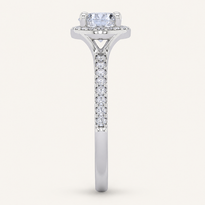 0.51CT Pear Cut Lab Grown Diamond Promise Halo Ring