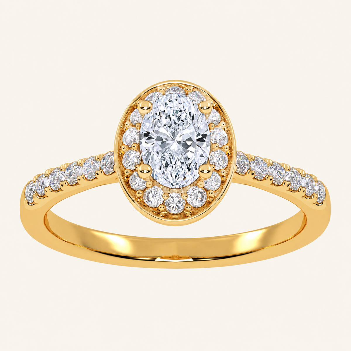 0.51CT Oval Cut Lab Grown Diamond Promise Halo Ring