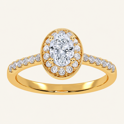 0.51CT Oval Cut Lab Grown Diamond Promise Halo Ring