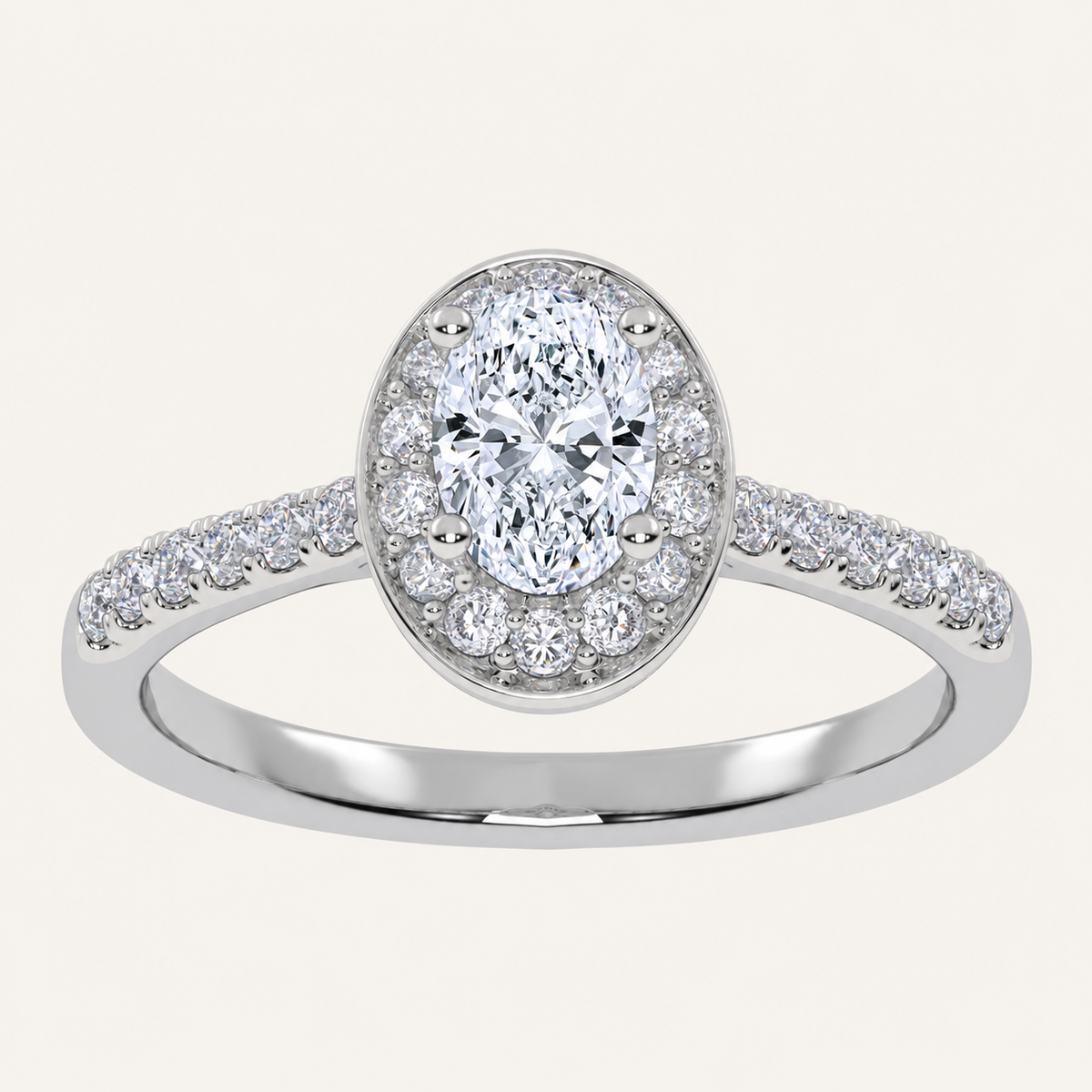0.51CT Oval Cut Lab Grown Diamond Promise Halo Ring