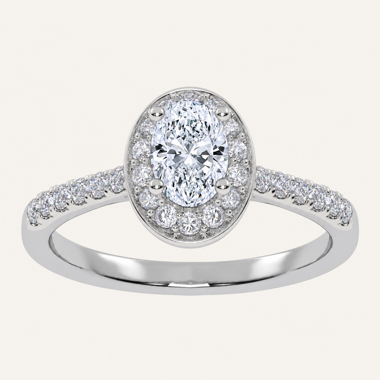 0.51CT Oval Cut Lab Grown Diamond Promise Halo Ring