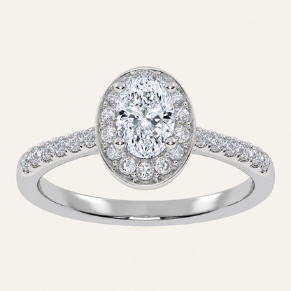 0.51CT Oval Cut Lab Grown Diamond Promise Halo Ring