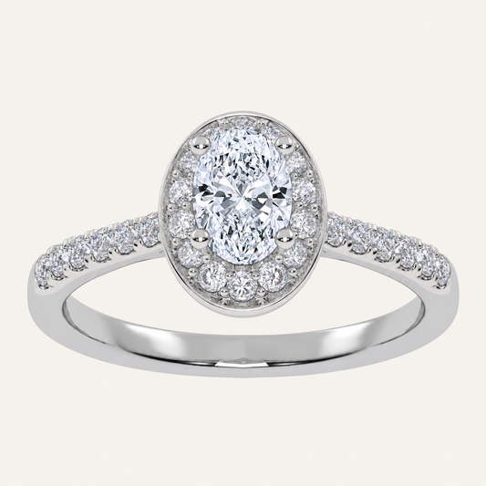 0.51CT Oval Cut Lab Grown Diamond Promise Halo Ring