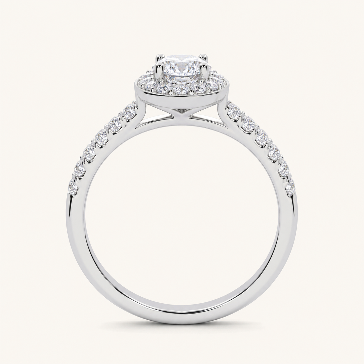 0.51CT Oval Cut Lab Grown Diamond Promise Halo Ring