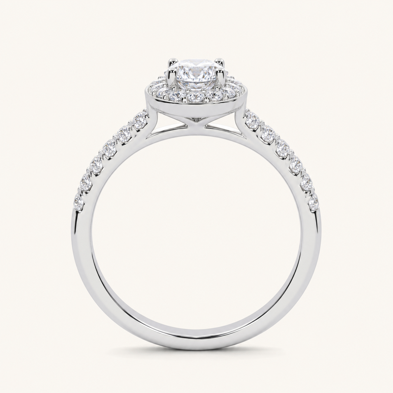0.51CT Oval Cut Lab Grown Diamond Promise Halo Ring