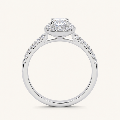 0.51CT Oval Cut Lab Grown Diamond Promise Halo Ring