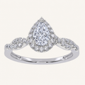 0.51CT Pear Cut Lab Grown Diamond Promise Halo Ring