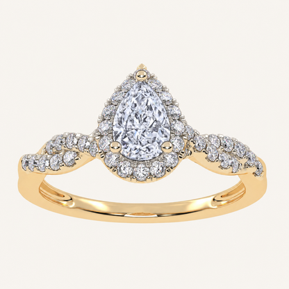 0.51CT Pear Cut Lab Grown Diamond Promise Halo Ring
