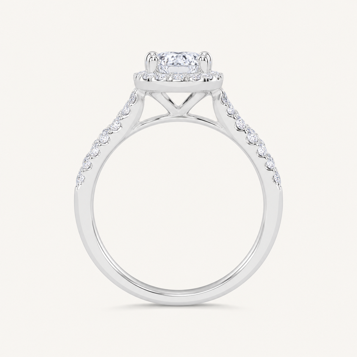 0.51CT Pear Cut Lab Grown Diamond Promise Halo Ring