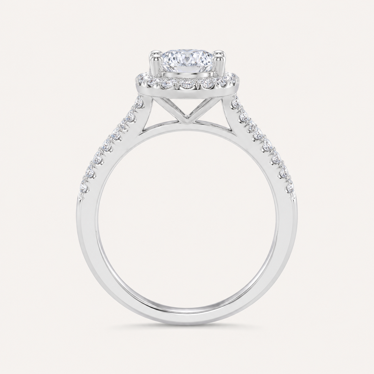 0.52 CT Oval Cut  Lab Grown Diamond Promise Halo Ring