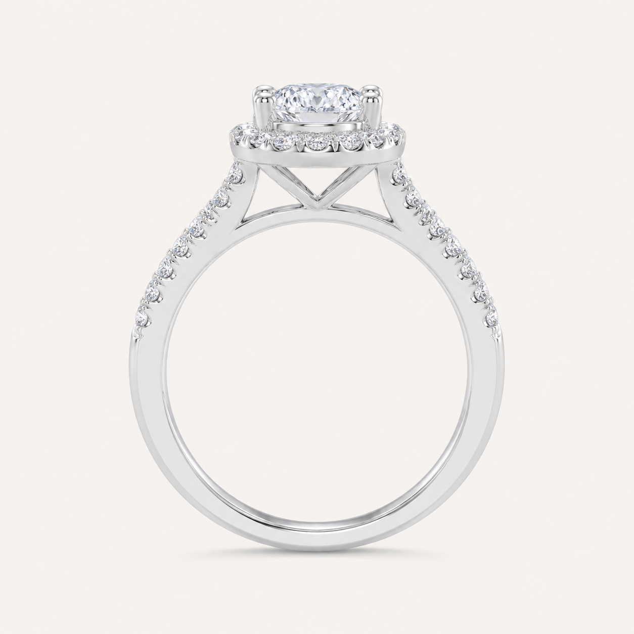 0.52 CT Oval Cut  Lab Grown Diamond Promise Halo Ring