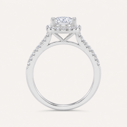 0.52 CT Oval Cut  Lab Grown Diamond Promise Halo Ring