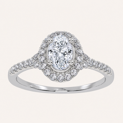 0.52 CT Oval Cut  Lab Grown Diamond Promise Halo Ring