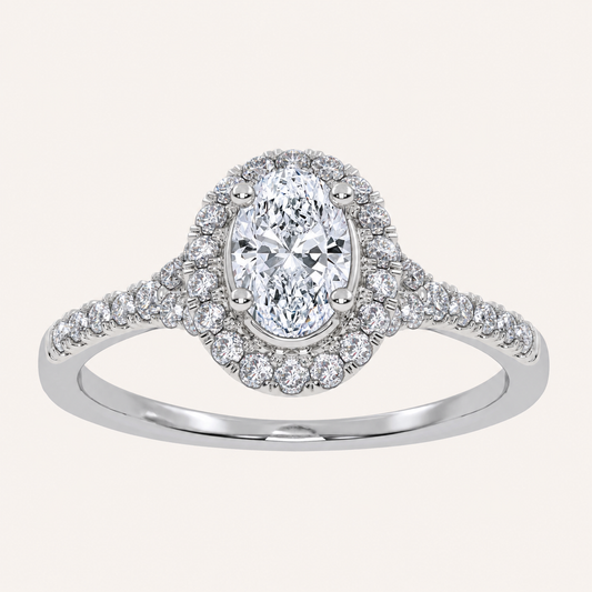 0.52 CT Oval Cut  Lab Grown Diamond Promise Halo Ring