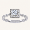 0.52 CT Princess Cut Lab Grown Diamond Promise Halo Ring