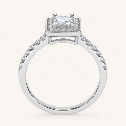 0.52 CT Princess Cut Lab Grown Diamond Promise Halo Ring