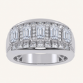 3.5CT Emerald Cut Certified Lab Grown Diamond Cluster Men's Ring