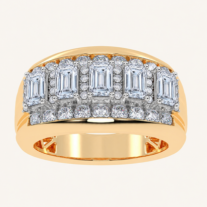 3.5CT Emerald Cut Certified Lab Grown Diamond Cluster Men's Ring