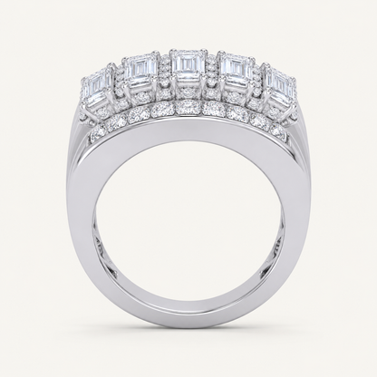 3.5CT Emerald Cut Certified Lab Grown Diamond Cluster Men's Ring