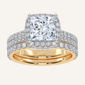 2.54CT Princess Cut Certified Lab Grown Diamond Halo Bridal Set