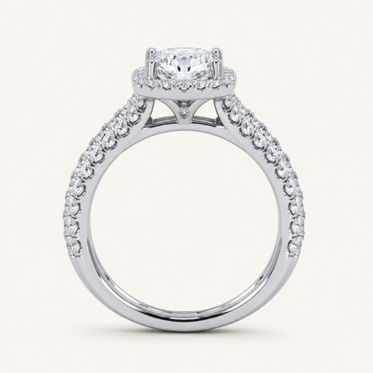 2.54CT Oval Cut Certified Lab Grown Diamond Halo Bridal Set