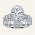 2.54CT Oval Cut Certified Lab Grown Diamond Halo Bridal Set