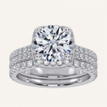 2.54CT Round Cut Certified Lab Grown Diamond Halo Bridal Set