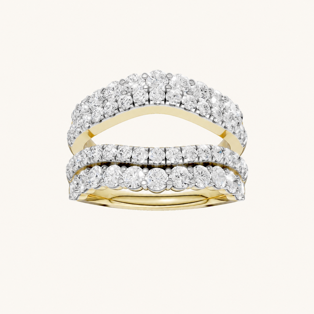 2CT Round Cut Certified Lab Grown Diamond Set Ring Guard