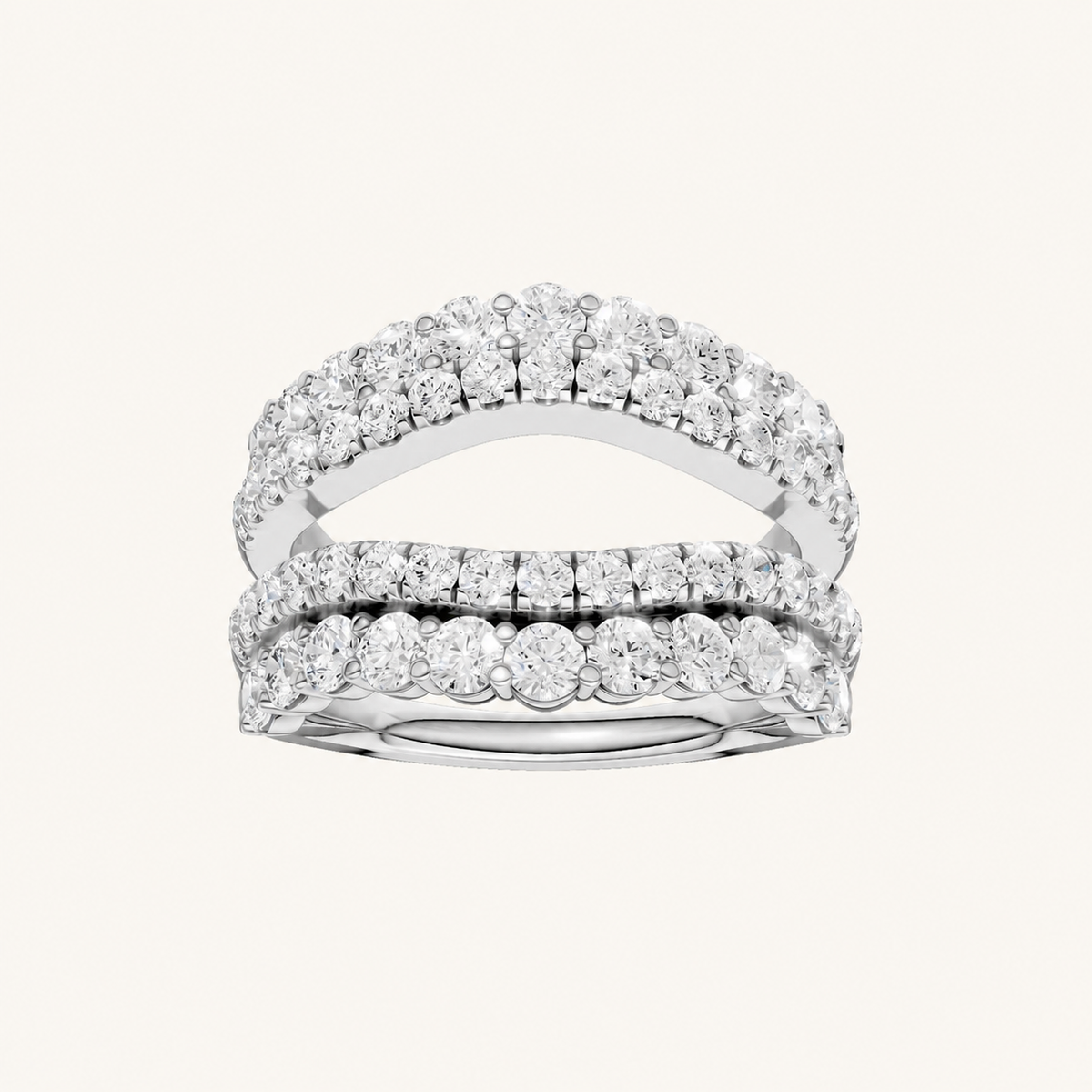 2CT Round Cut Certified Lab Grown Diamond Set Ring Guard