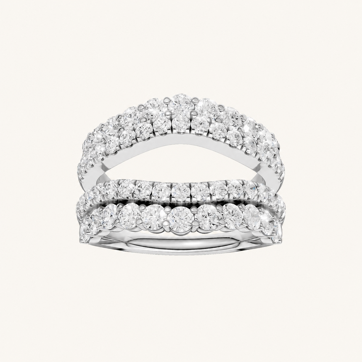 2CT Round Cut Certified Lab Grown Diamond Set Ring Guard