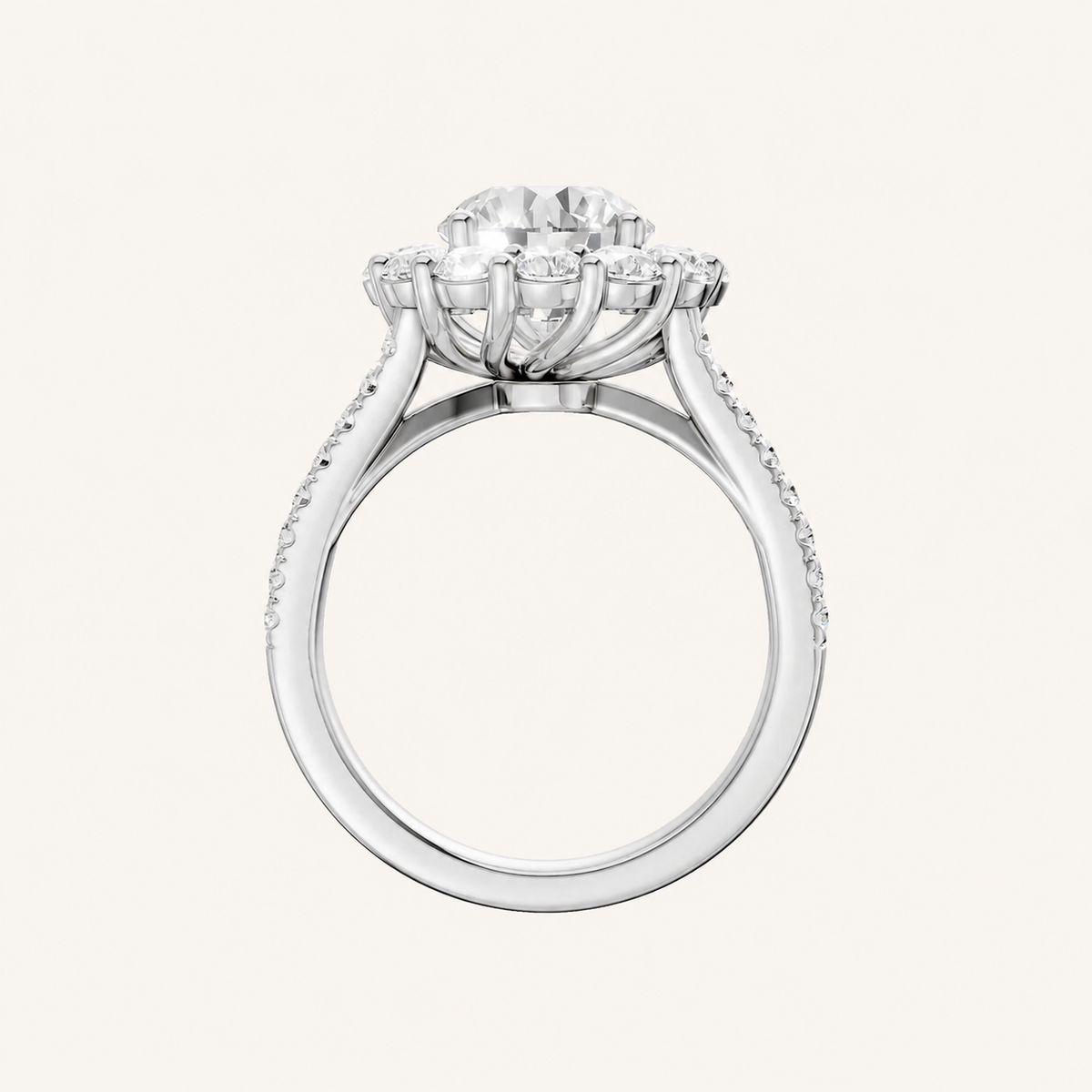 3.25CT Round Cut Certified Lab Grown Diamond Cluster Halo Ring