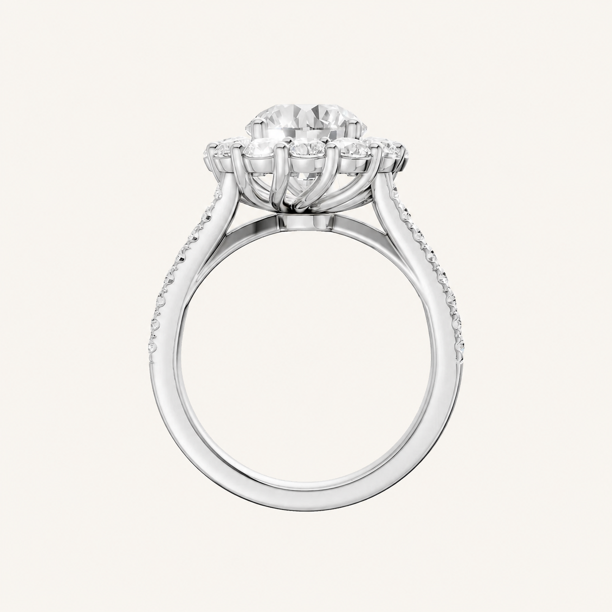 3.25CT Round Cut Certified Lab Grown Diamond Cluster Halo Ring