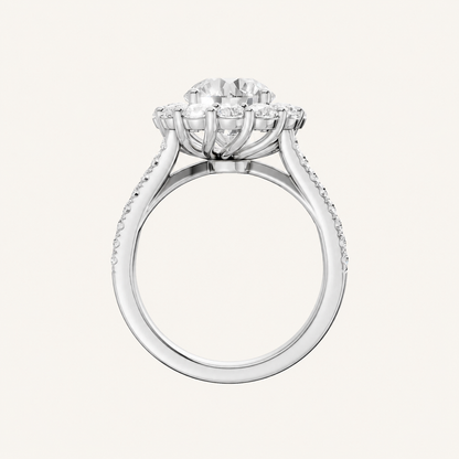 3.25CT Round Cut Certified Lab Grown Diamond Cluster Halo Ring